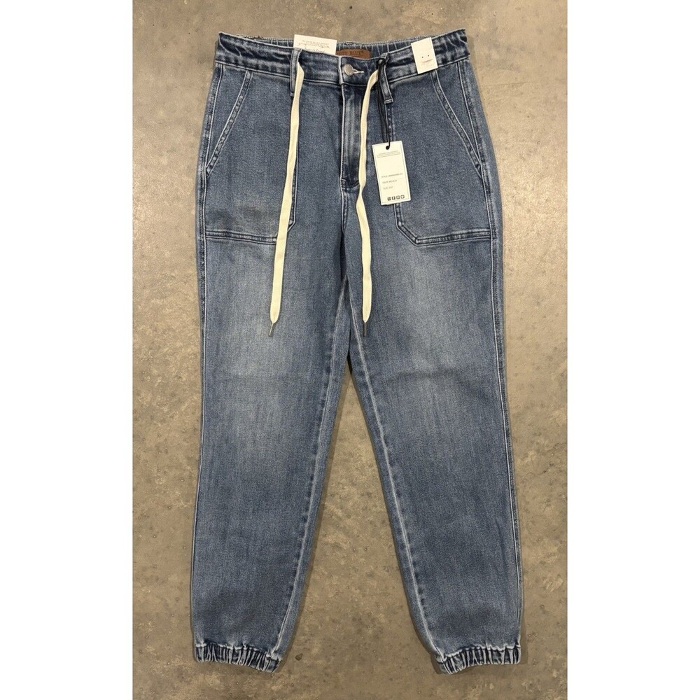 NEW Judy Blue Jeans Womens 5 / 27 High Waisted Denim Jogger Medium Wash - Picture 1 of 7